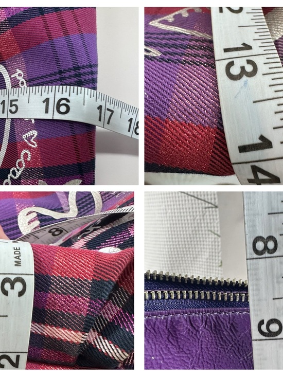 Coach Poppy Purple Tartan Plaid Tote - Picture 13 of 13